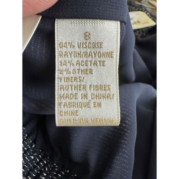 NWT $208 Dana Buchman Size 8 Lined Stretch Zigzag Navy Cream Straight Leg #X3-3 - Picture 14 of 16